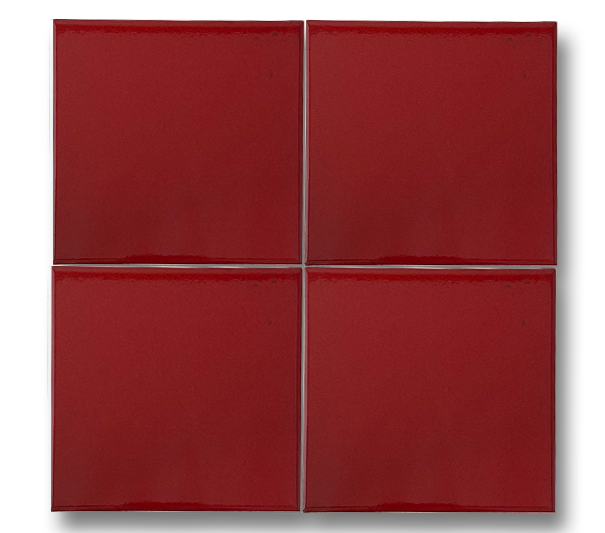 13x13 Plain Glossy Red Cracked Glaze Handmade Ceramic