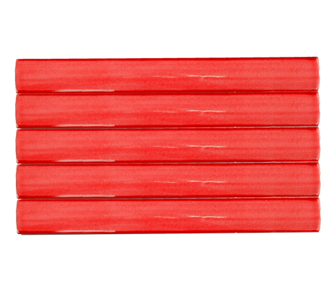 5x40 Pencil Düz Kırmızı Çatlak Sır El Yapımı Seramik