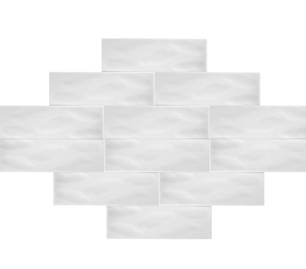 7x21 Wave Glossy White Cracked Glaze Handmade Ceramic