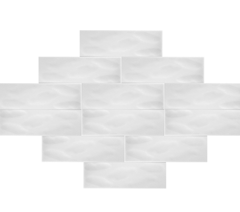 7x21 Wave Glossy White Cracked Glaze Handmade Ceramic