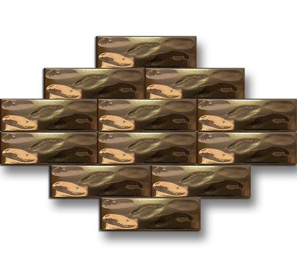 7x21 Wave Gold Cracked Glaze Handmade Ceramic
