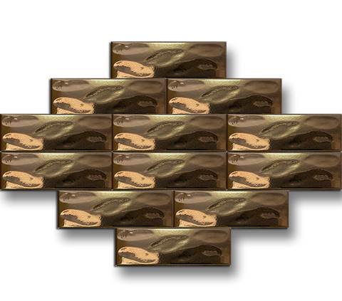 7x21 Wave Gold Cracked Glaze Handmade Ceramic