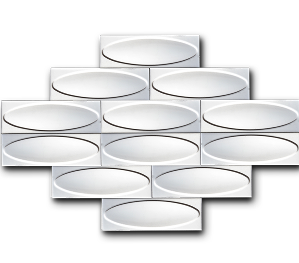 7x21 Ellipse Glossy White Cracked Glaze Handmade Ceramic