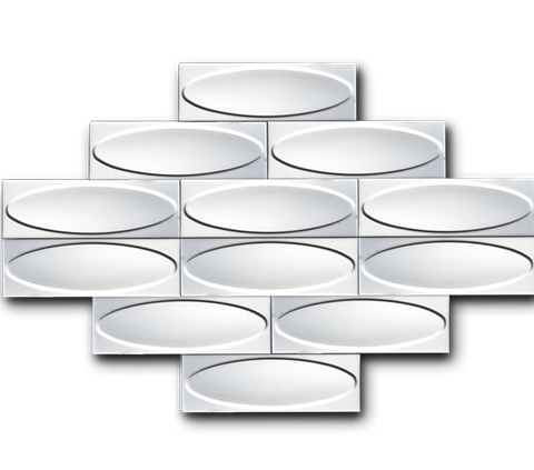7x21 Ellipse Glossy White Cracked Glaze Handmade Ceramic