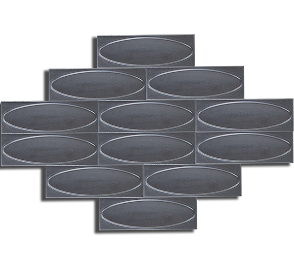 7x21 Ellipse Metallic Gray Handmade Ceramic