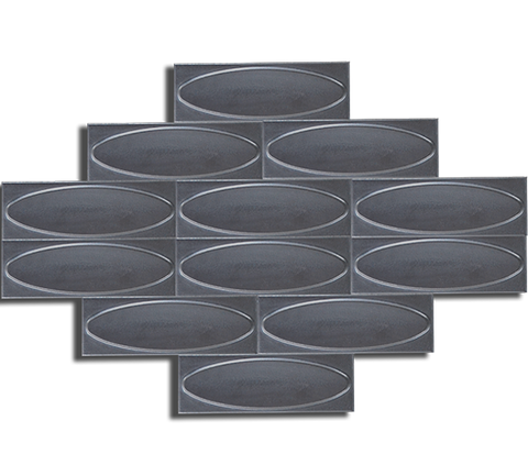7x21 Ellipse Metallic Gray Handmade Ceramic