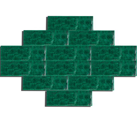 7x21 Rustic Emerald Green Cracked Glaze Handmade Ceramic