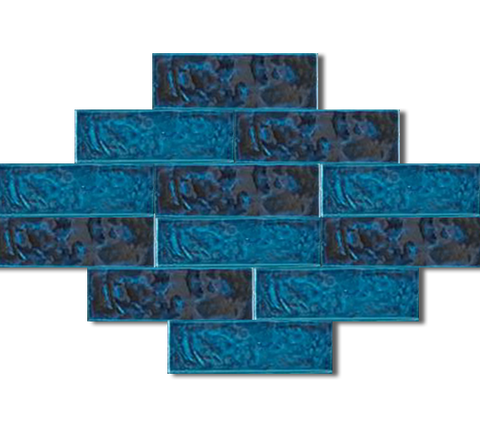 7x21 Slate Petrol Blue Cracked Glaze Handmade Ceramic
