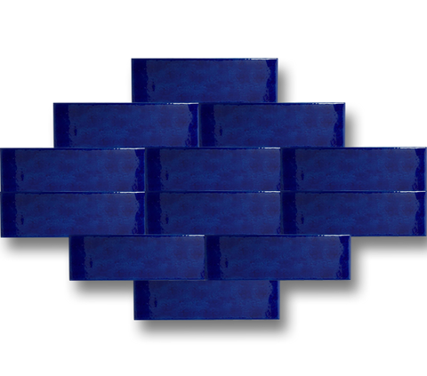 7x21 Rustic Cobalt Cracked Glaze Handmade Ceramic