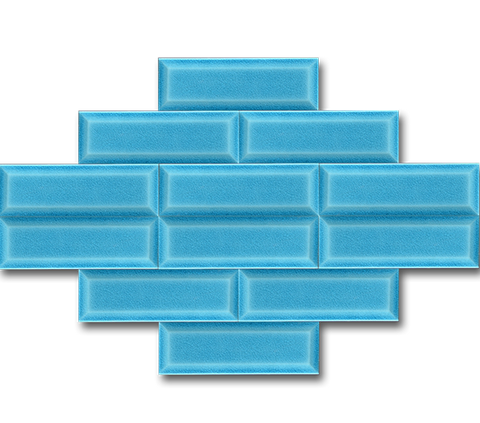 7x21 Metro Turquoise Cracked Glaze Handmade Ceramic