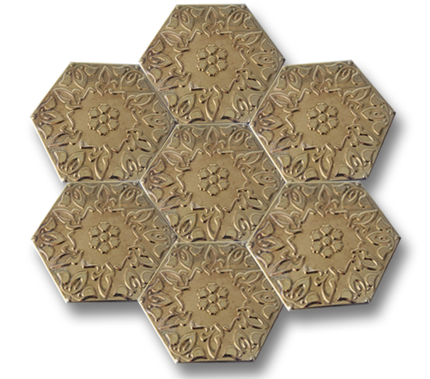 Hexagonal Alya Patterned Gold Ceramic (15x17 cm)