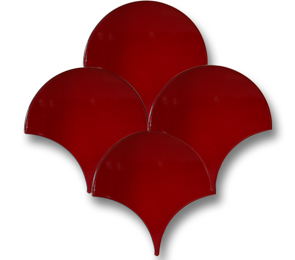 17x17 Fish Scale Red Cracked Glaze Handmade Ceramic