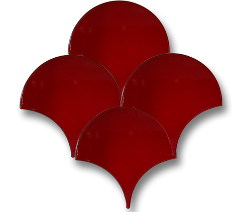 17x17 Fish Scale Red Cracked Glaze Handmade Ceramic
