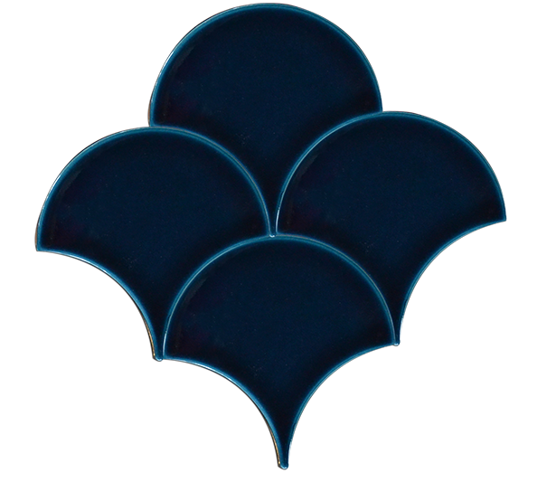 17x17 Fish Scale Petrol Blue Cracked Glaze Handmade Ceramic
