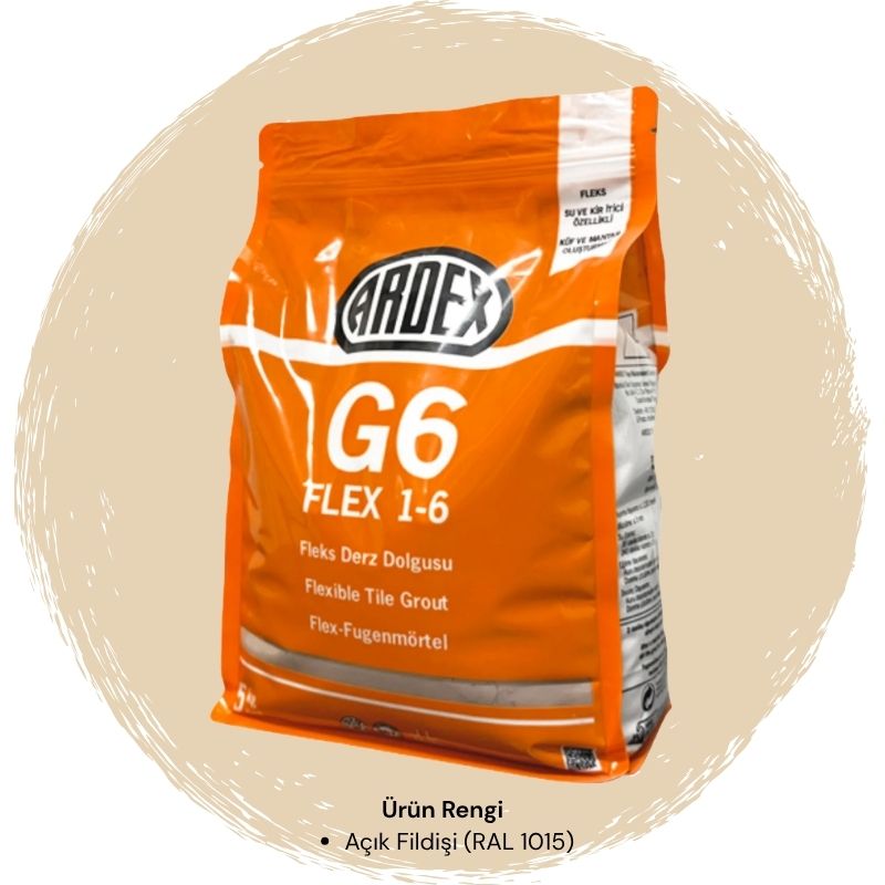 Ardex G6 Flex 1-6 Fleks Derz Dolgusu RAL 1015 Açık Fildişi 5 kg