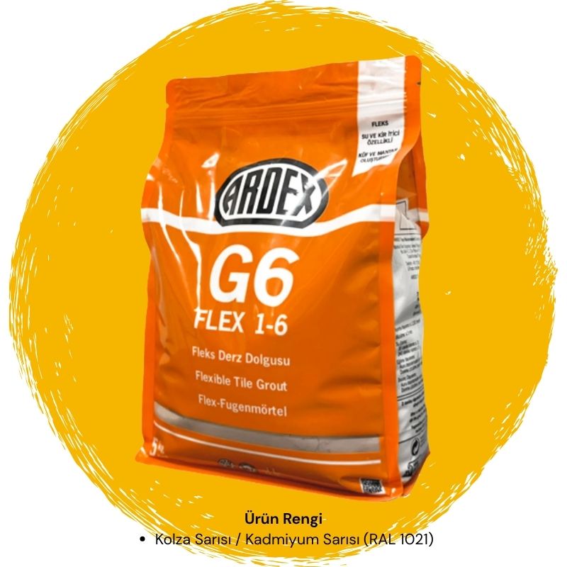 Ardex G6 Flex 1-6 Fleks Derz Dolgusu RAL 1021 Raps Sarısı 5 kg