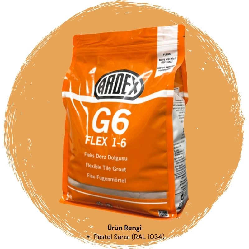 Ardex G6 Flex 1-6 Fleks Derz Dolgusu RAL 1034 Pastel Sarı 5 kg