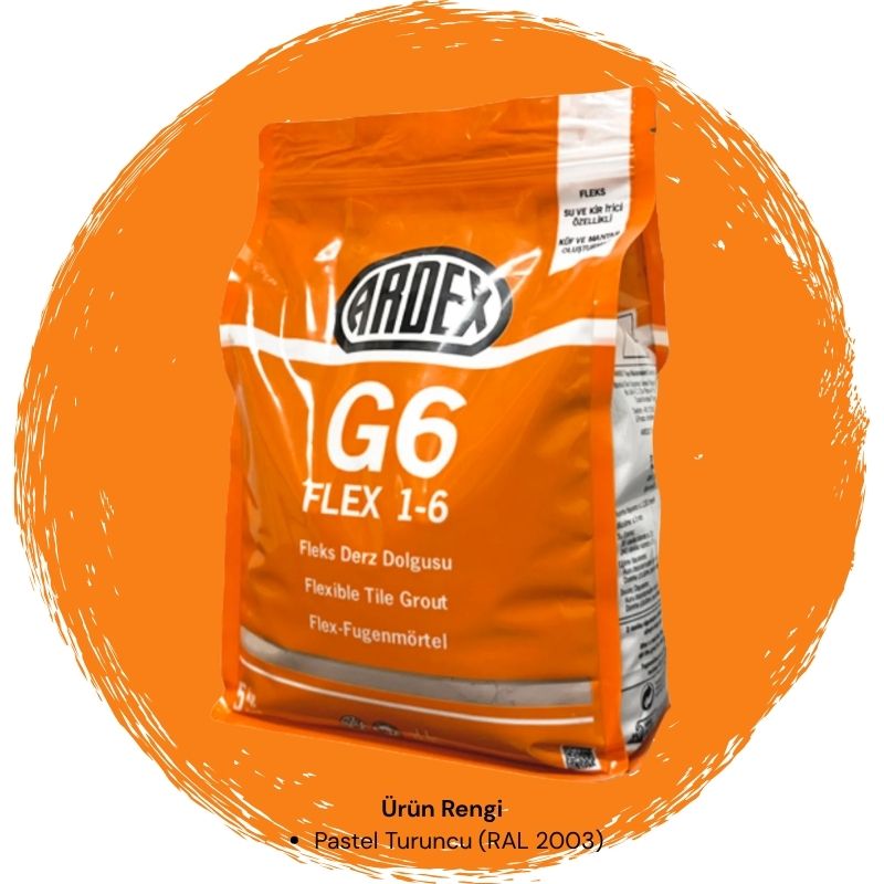 Ardex G6 Flex 1-6 Fleks Derz Dolgusu RAL 2003 Pastel Turuncu 5 kg