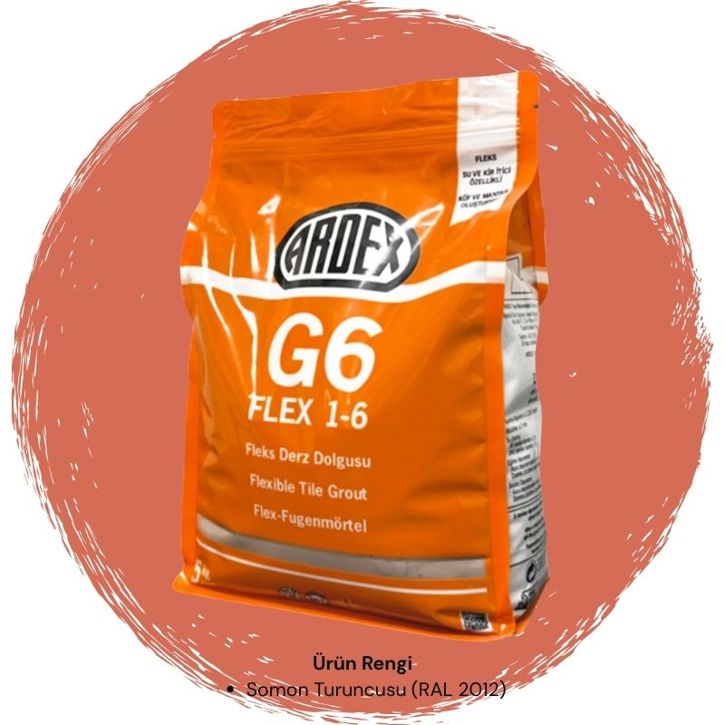 Ardex G6 Flex 1-6 Fleks Derz Dolgusu RAL 2012 Somon Turuncusu 5 kg
