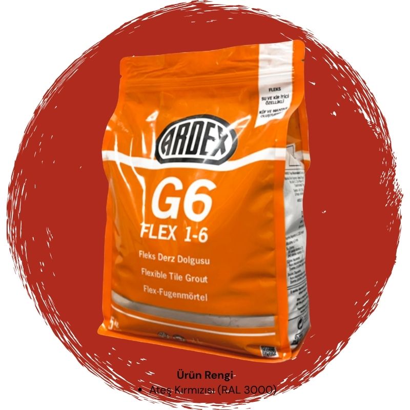 Ardex G6 Flex 1-6 Fleks Derz Dolgusu RAL 3000 Ateş Kırmızısı 5 kg