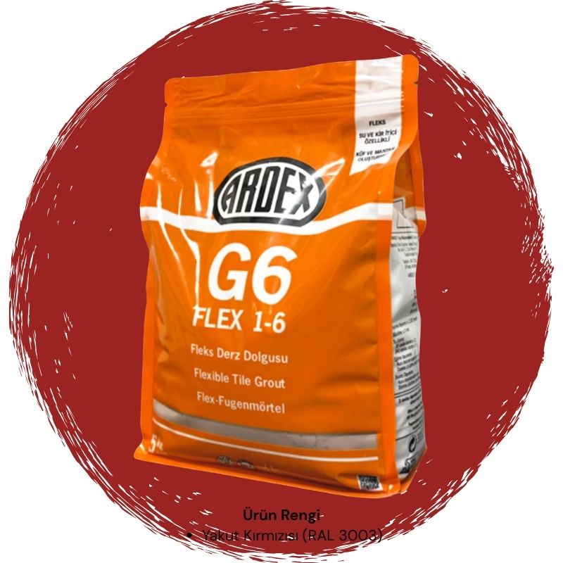 Ardex G6 Flex 1-6 Fleks Derz Dolgusu RAL 3003 Açık Bordo 5 kg