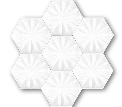 15x17 Hexagon Flower Glossy White Cracked Glaze Handmade Ceramic