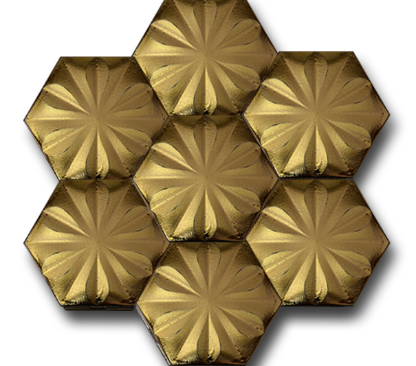 Hexagon Flower Gold Ceramic (15x17 cm)