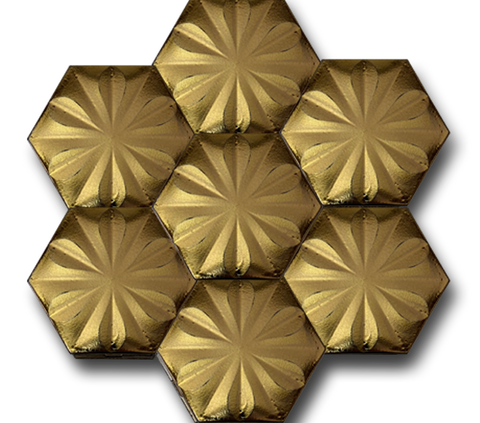 Hexagon Flower Gold Ceramic (15x17 cm)