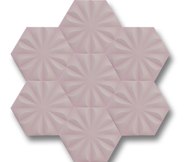 15x17 Hexagon Flower Matte Light Pink Handmade Ceramic