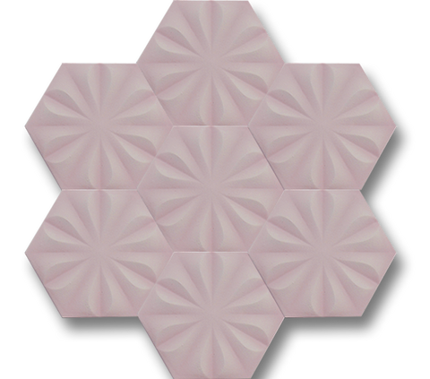 15x17 Hexagon Flower Matte Light Pink Handmade Ceramic