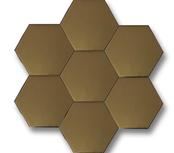 Hexagonal Plain Gold Ceramic (15x17 cm)