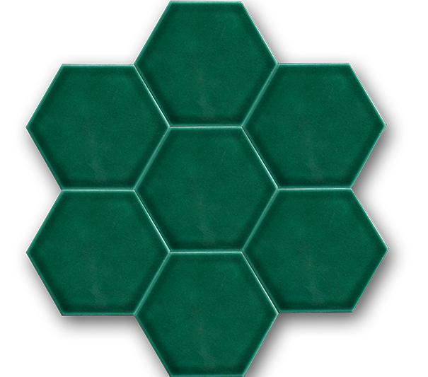 15x17 Hexagon Flat Emerald Green Cracked Glaze Handmade Ceramic