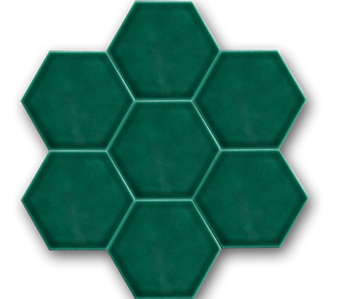 15x17 Hexagon Flat Emerald Green Cracked Glaze Handmade Ceramic