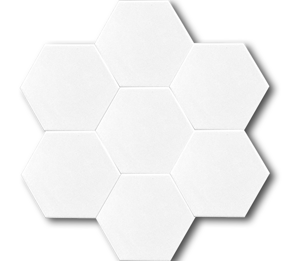 15x17 Hexagon Flat Glossy White Cracked Glaze Handmade Ceramic