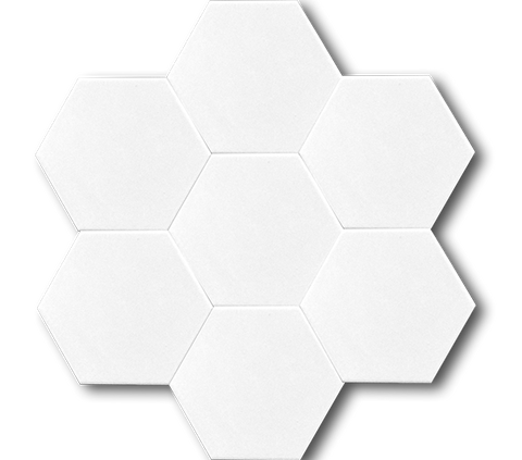 15x17 Hexagon Flat Glossy White Cracked Glaze Handmade Ceramic