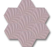 Yaprak Desenli Mat Açık Pembe Altıgen Seramik (15x17 cm)