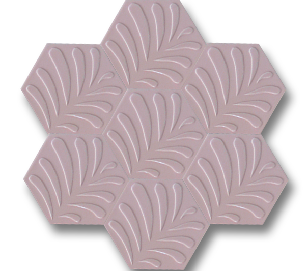 15x17 Hexagon Leaf Matte Light Pink Handmade Ceramic