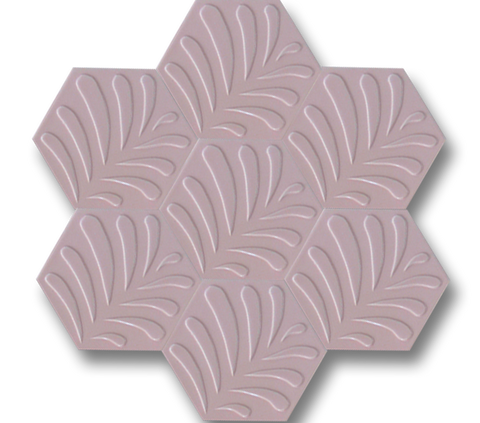 15x17 Hexagon Leaf Matte Light Pink Handmade Ceramic
