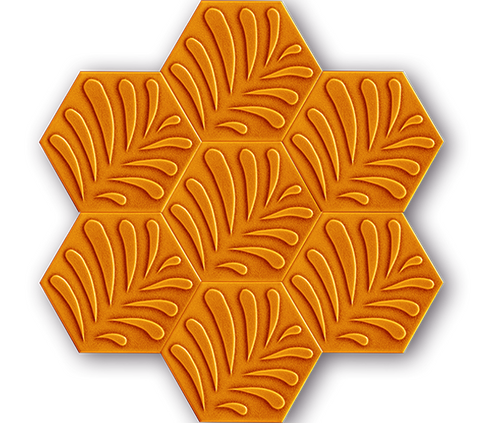 15x17 Hexagon Cinnamon Leaf Cracked Glaze Handmade Ceramic