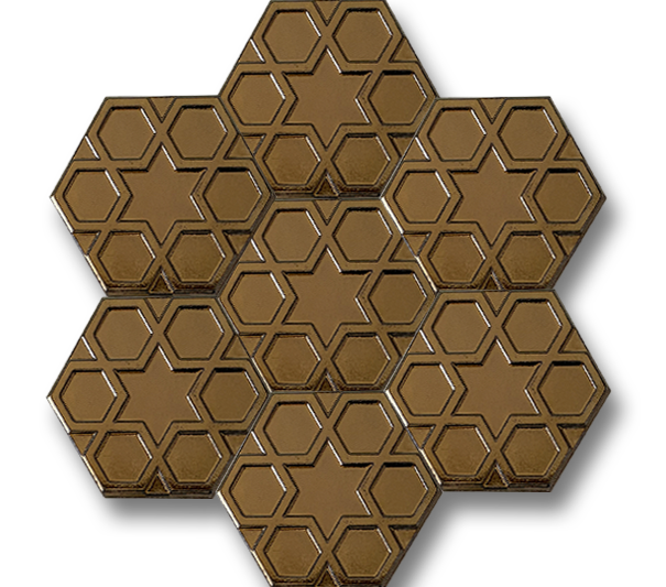Hexagonal Turkmen Star Gold Ceramic (15x17 cm)