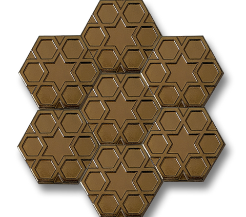 Hexagonal Turkmen Star Gold Ceramic (15x17 cm)