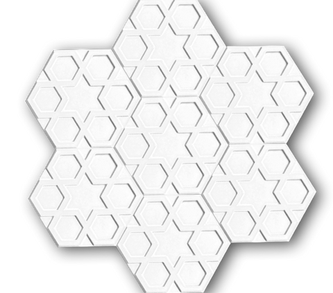 15x17 Hexagon Turkmen Star Glossy White Cracked Glaze Handmade Ceramic