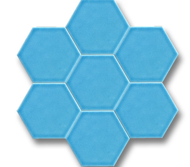 15x17 Hexagon Flat Turquoise Cracked Glaze Handmade Ceramic
