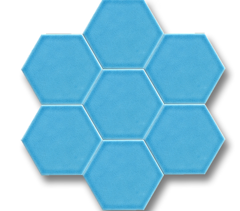 15x17 Hexagon Flat Turquoise Cracked Glaze Handmade Ceramic