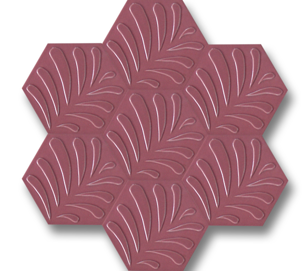 15x17 Hexagon Leaf Matte Pink Handmade Ceramic