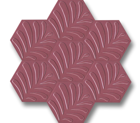 15x17 Hexagon Leaf Matte Pink Handmade Ceramic