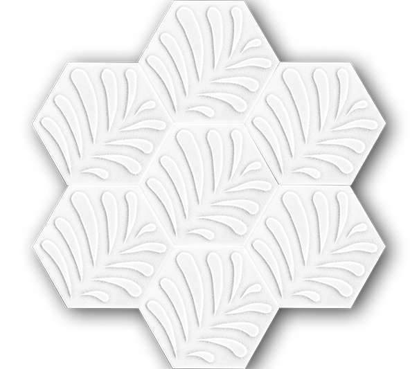 15x17 Hexagon Leaf Glossy White Cracked Glaze Handmade Ceramic