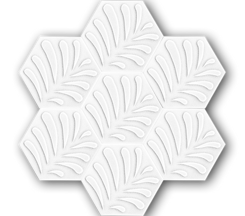 15x17 Hexagon Leaf Glossy White Cracked Glaze Handmade Ceramic