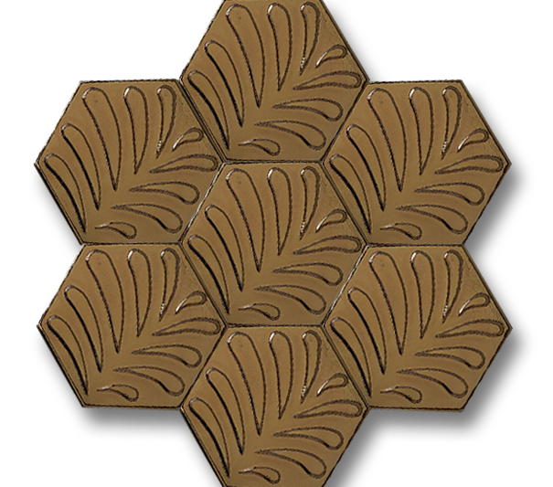 15x17 Hexagon Leaf Gold Cracked Glaze Handmade Ceramic
