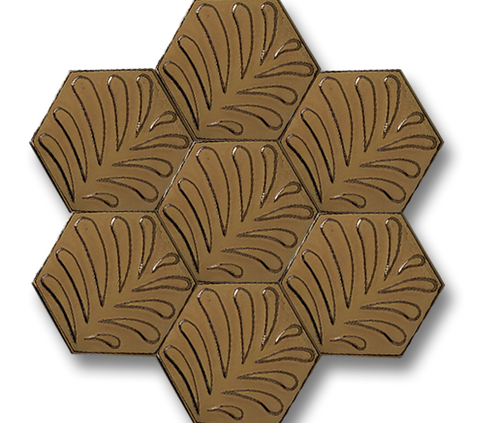 15x17 Hexagon Leaf Gold Cracked Glaze Handmade Ceramic